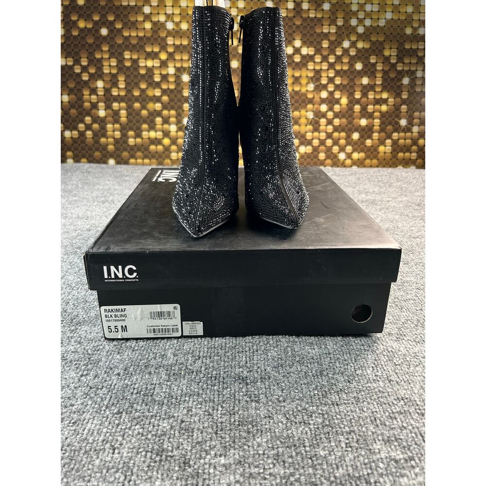 MIA Rakimaf Black Bling Rhinestone Ankle Booties Women's Size 5.5 Stiletto Heel - Picture 9 of 11